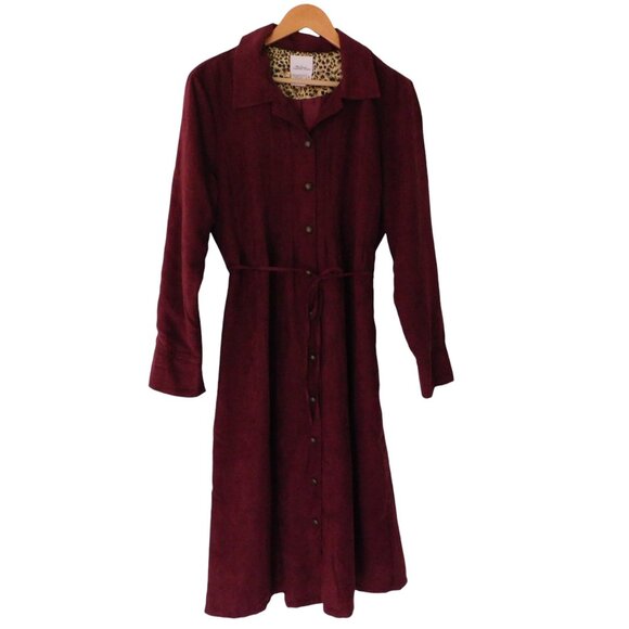 NEW Womens modest Midi Shirt Dress Burgundy Pintuck Button Front Size XL - Picture 7 of 7